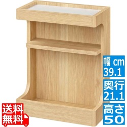サイドテーブル 白井産業 ナイトテーブル ベッドサイド スリム 寝室 収納 中棚付き 幅40cm 高さ50cm 木目柄 ナチュラルブラウン チルフィル 写真1