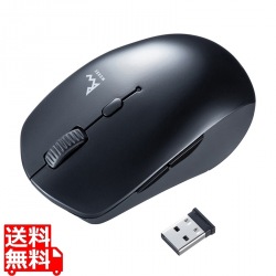 静音ワイヤレスブルーLEDコンボマウス(ブラック) 写真1