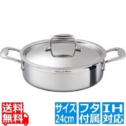 ステンレス ビタクラフト・プロ 外輪鍋 (蓋付)24cm No.0233 ※ IH対応 IH (100V/200V)とガス火対応 写真1