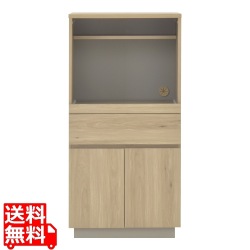 RURUS(ルルス)レンジボード(60cm幅) レンジボード レンジ台 キッチンキャビネット レンジラック 幅60 高さ120 スライド 収納 グレーナチュラル RUR120-60L-GN 写真1