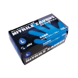 ニトリル手袋 ニトリルザウルス パウダーフリー ブルー(100枚入)L 写真1