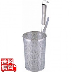 18-8 パンチング パイプ柄 深型底平煮ざるうどんてぼ 業務用 写真1