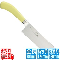 TKG PRO 抗菌カラー 菜切庖丁 18cm イエロー 写真1