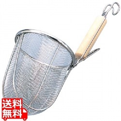 BK 18-8 木柄 うどん揚 丸底 大(直径137) 写真1