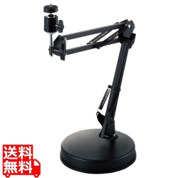 WEBカメラ スタンド アーム型 GoPro用アダプタ付 高さ調整 角度調整 ブラック ウェブカメラ テレワーク WEB会議 写真1