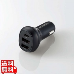 シガーチャージャー/USB Power Delivery18W+18W/Type-C×1/USB-A×2/ブラック 写真1