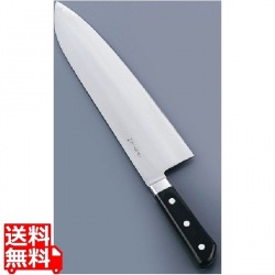 堺菊守日本鋼(口金付)巾広厚口牛刀 33cm 写真1