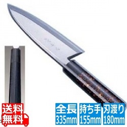 歌舞伎調和庖丁 忠舟 出刃 18cm 黒石目 写真1