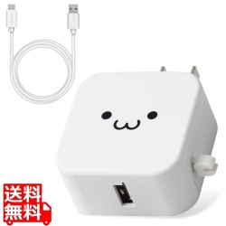 スマホ充電器 AC充電器 タイプC USB-C ケーブル付 1.5m USBポート×1 ホワイトフェイス ケーブルクリップ スマホ タブレット 写真1