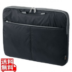 パソコンケース 15.6インチワイド 軽量 撥水 取っ手付き 小物収納ポケット ブラック 写真1