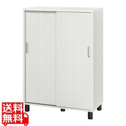 下駄箱 シューズボックス 白井産業 幅81cm 高さ114cm ホワイト 白木目 引き戸 約28足収納 靴箱 玄関収納 シューズラック フルニコ 写真1