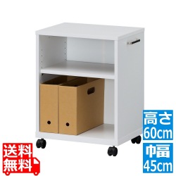 白井産業 オフィスコ2 デスク周りワゴン OF2-6045W | デスクワゴン ホワイト キャスター付き オフィス シンプル スリム テレワーク 在宅ワーク 収納 A4 デスク下 写真1
