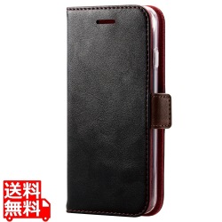 iPhone SE 第3世代/SE 第2世代/8/7 用 ケース レザー 手帳 マグネット フラップ 耐衝撃 ワイヤレス充電可 ストラップホール ブラック 写真1