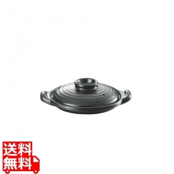 燕舞 耐熱素焼浅型土鍋 黒塗 16cm 写真1