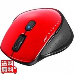 無線 BlueLED 5ボタン NEOFITマウス Sサイズ レッド 写真1