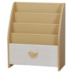 白井産業 絵本ラック ブックシェルフ キッズ用 ランドキッズ ナチュラルブラウン 北欧テイスト 幅約56cm  LAK-7055BSA | ラック 絵本 棚 本 子ども 本棚 収納 写真1