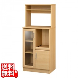 レンジ台 食器棚 白井産業 幅59cm 高さ138cm ナチュラルブラウン スライド棚 コンセント付 キッチン 家電 収納 シンプル キッチン収納 ベアルモ BRM-1460SLNA 写真1