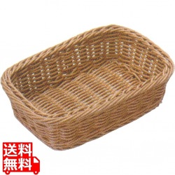 樹脂バスケット 角型 茶 91-077B 写真1