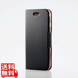 iPhone SE 第3世代 レザーケース 手帳型 UltraSlim 磁石付 クリアケース/ブラック 写真1