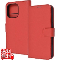 iPhone 16 Pro LS 耐衝撃 Mベルト シンプル 手帳型レザーケース/RD 写真1