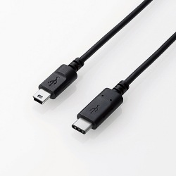 USB2.0ケーブル/C-miniBタイプ/認証品/3A出力/0.5m/ブラック 写真1