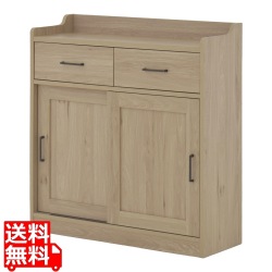 キャビネット リビング収納 引き出し付き 幅84 木製 収納 スライド扉 引き戸 棚 シェルフ リビングボード サイドボード コンパクト ＜ベテキャビネット＞ 写真1