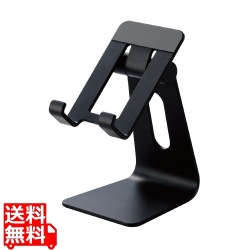 スマホスタンド 卓上 アルミ素材 角度調節可 ケーブルホール付 4.6?6.9インチ対応 【 iPhone Android NINTENDO SWITCH その他各種対応 】 ブラック 写真1