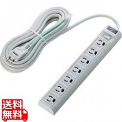 電源タップ 5m 雷ガード EU RoHs指令準拠 雷ガード常時通電/スイッチ連動タップ T-T05-3750LG/RS 写真1