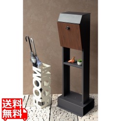 スタンドポスト 工事不要 郵便ポスト 簡単設置 鍵付き 錆びにくい 自立式 スタンドタイプ 【Fiore(フィオーレ)】(ダークグレー/ブラウン木目) 写真1