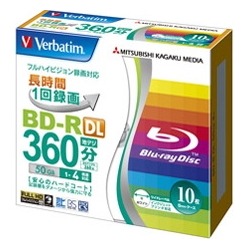(Verbatim)録画用BD-R DL(片面2層) 1-4倍速 インクジェットプリント対応ワイド(白) 10枚5mmスリムケース入り 写真1