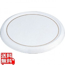 陶器風メラミン製 ケーキトレー丸型CT-2300-WS(金線入) 写真1