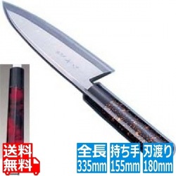 歌舞伎調和庖丁 忠舟 出刃 18cm 茜 写真1