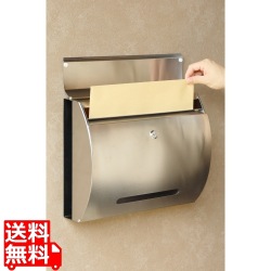 壁掛けポスト 郵便ポスト ステンレス ヘアライン仕上げ 鍵付き 窓付き スリット窓付き A4サイズ レターパック 取り出しやすい 錆びにくい アンカー ネジ付き  写真1