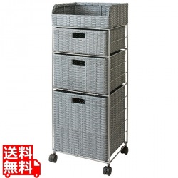 ラック チェスト ランドリー ラタン 軽量 幅36 高さ94 RB-359 ブルー 宮武製作所 | キャスター付き 写真1