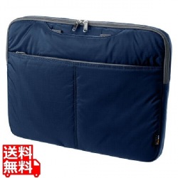 パソコンケース 15.6インチワイド 軽量 撥水 取っ手付き 小物収納ポケット ネイビー 写真1