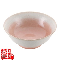 磁器 中華食器 釉彩ピンク 高台丼 6.8寸 写真1