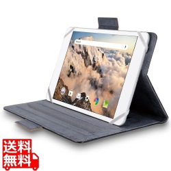 タブレットケース カバー 汎用 7?8.4インチ ソフトレザー 手帳型 フラップ マグネット 3アングル ハンドベルト ペンホルダー ブラック 写真1