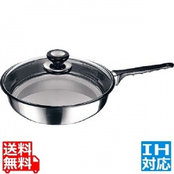 18-10 8080 フライパン 蓋付 8080F/24GL 24cm ※ IH対応 IH (100V/200V)とガス火対応 写真1