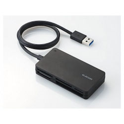 メモリリーダライタ/USB3.0対応/ソフト付き/SD+microSD+MS+XD+CF/ブラック 写真1