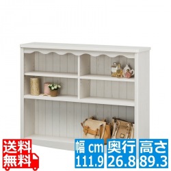 フリーラック 白井産業 シェルフ 飾り棚 巾避け 本棚 ラック 可愛い おしゃれ 約幅112cm 高さ89cm ホワイト 白木目 モンシェリーヌ MCN-9011 写真1