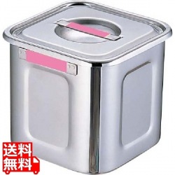 18-8カラープレート付角キッチンポット 24cm ピンク 業務用 写真1