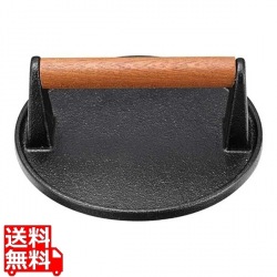 鋳鉄 ハンバーグプレス 木柄ラウンド 011900 写真1