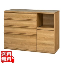 キッチンカウンター レンジ台 食器棚 白井産業 幅120cm 高さ90cm 引出4段 コンセント付 メラミン天板 キッチン 家電 収納 コモピア CMA-9012SLNA 写真1