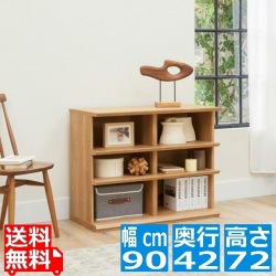 オープンラック 白井産業 棚 シェルフ 本棚 リビング収納 背面化粧有 配線穴 ナチュラルブラウン 幅90 高さ72 奥行42cm ナチュリカ NTU-7090R NA 写真1
