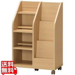 ラック 本棚 白井産業 収納 棚 ラック マガジンラック 絵本 A4 キャスター付き リビング 子供部屋 ナチュラルブラウン 約幅57 奥行30 高さ85cm リベルア 写真1