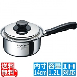 6113 ヘキサプライ 片手ナベ1.2L ※ IH対応 IH (100V/200V)とガス火対応 写真1