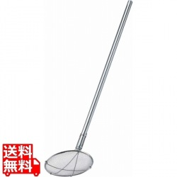 TS 18-8 パイプ柄丸型給食用すくい網短柄 24cm 14メッシュ 写真1