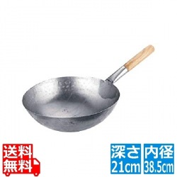陳枝記 片手鉄鍋 15インチ WKI115 内径38.5cm 写真1