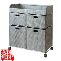 ラック チェスト ランドリー ラタン 幅69 高さ79 RB-688 ブルー 宮武製作所 | キャスター付き 写真1