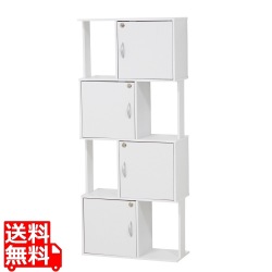 ジグザグラック 鍵付き 4段 ホワイトカラーボックス チェスト キャビネット 収納 セキュリティー プライバシー クロシオ 39413 写真1